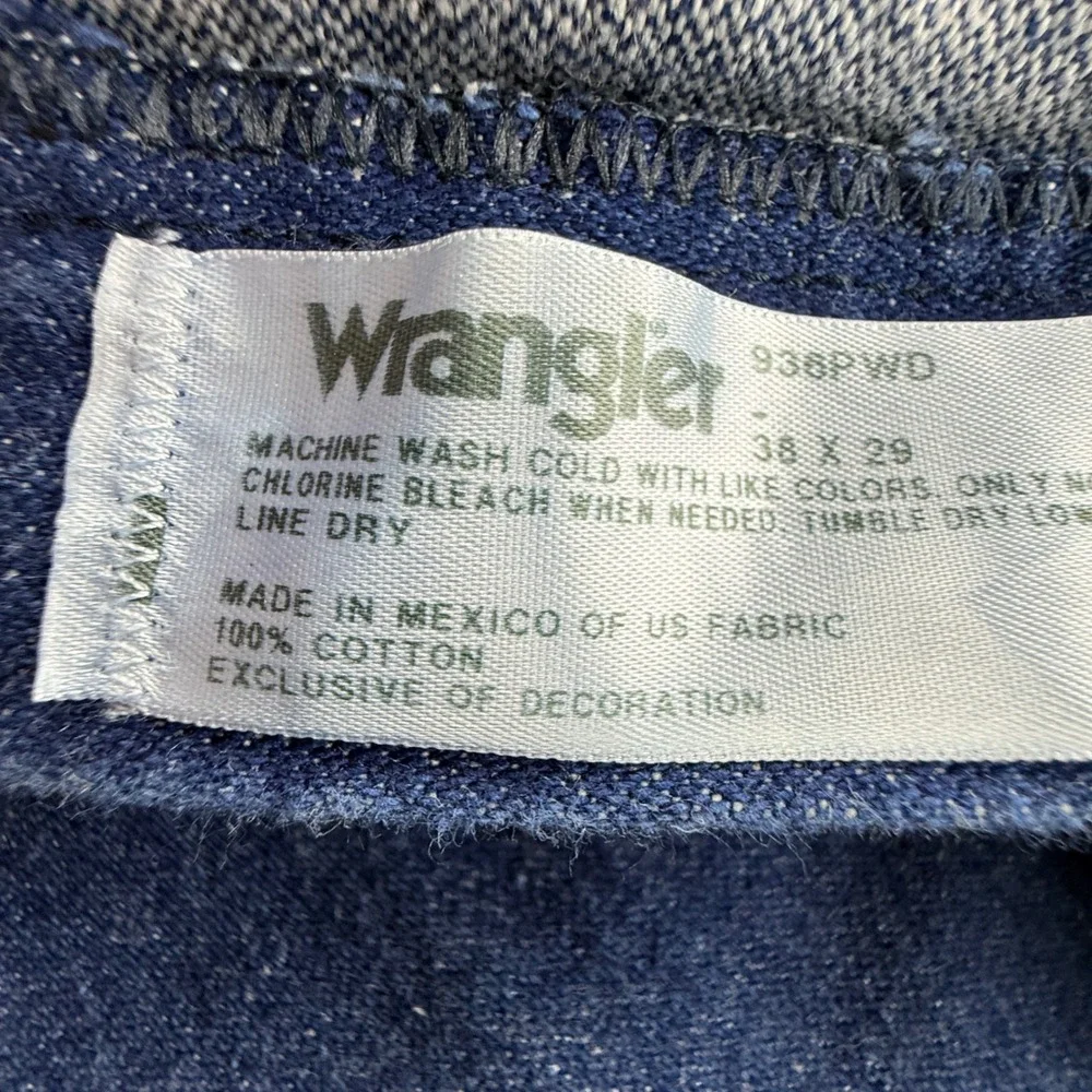 Wrangler 936PWD Cowboy Cut Slim Fit Jeans Mens 38x29 Blue Indigo Denim Straight